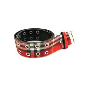  Red Plaid Belt With Studs, 41 
