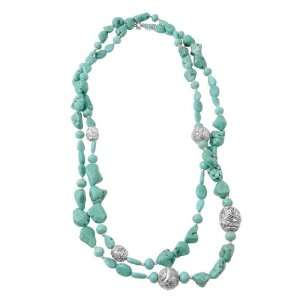  Bronzed By Barse Silver Plate Turquoise Howlite Necklace 