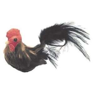   Barnyard Bird Rooster 3 1/2 Feather, Rust/Black/Red