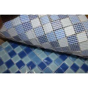   Sq Ft of 1x1 Blue Glass Mosaic Tile   