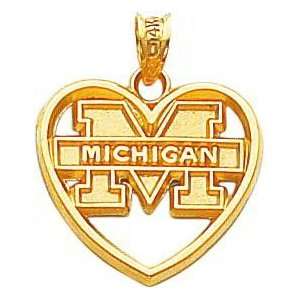  14K Gold University of Michigan Heart Charm New Arts 