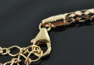 Milor Italian 14K Rose Gold Woven Basketweave Omega Chain Tube Collar 