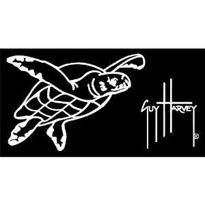  Guy Harvey Signature Sea Turtle Decal WHITE