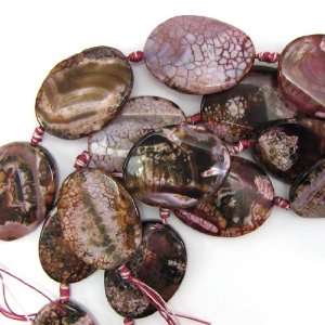   38mm pink brown crab agate twist oval beads 8 strand