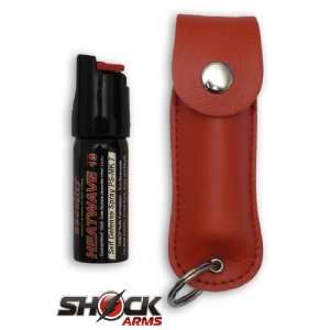   Pepper Spray Key Chain with Red Leather Soft Case