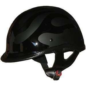  Lowest Profile Polo Motorcycle Half Helmet Flat Bk Flame 