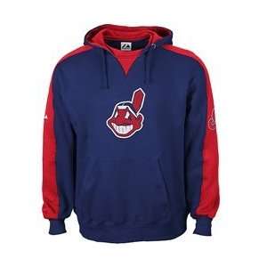 Cleveland Indians Shaman Hooded Fleece by Majestic Athletic   Navy/Red 