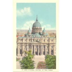  1940s Vintage Postcard St. James Cathedral Montreal Quebec 