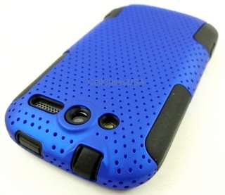 FOR HTC MYTOUCH 4G T MOBILE BLUE PERFORATED HYBRID HARD SOFT COVER 