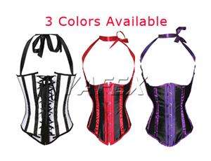   Halter Sexy lace up Underbust Corset Top Bustier + G String  