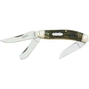 Marble Knives 193 Green Jigged Bone Series   Sowbelly Knife with Green 