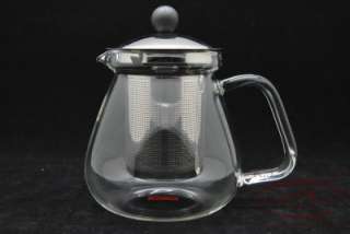 Small stainless steel filter clear glass teapot   500ml  