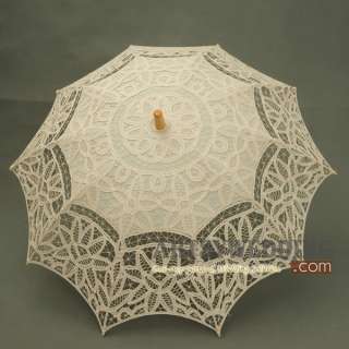 Ivory Pure Cotton Lace Embroidery Parasol Wedding Umbrella NEW  