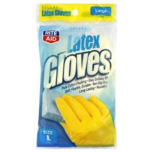  Rite Aid Gloves, Latex, Deluxe, Large, 1 ea Health 