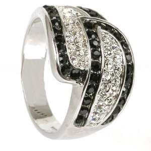  Black & White Overlap Ring Jewelry