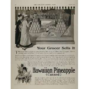  1915 Ad Hawaiian Canned Pineapple Grocery Store Window 