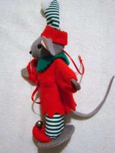 HAND~CRAFTED FELT ELF MOUSE CHRISTMAS ORNAMENT 5~NEW  