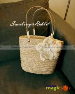 Women Sweet Straw Beach Flower Tote Shoulder Bag #385  