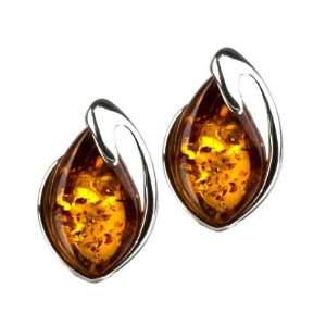  Genuine Light Honey Color Amber Sterling Silver Small Stud 