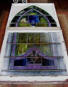   Beautiful Colorful Stained Glass Window Windows w Wood Frames  