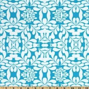  44 Wide Morning Tides Diamond Leaves Teal Fabric By The 