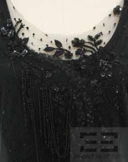 Blumarine Black Cotton Beaded & Mesh Applique Sleeveless Top Size 48 