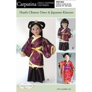 Hanfu Chinese Dress and Kimono Pattern in 2 Sizes For 18 American 
