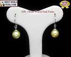 GW Noblest Round AAA+ 8.5 9MM Golden Color Pearl Dangle Earring 925S