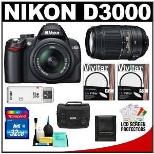  Nikon D3000 Digital SLR Camera & 18 55mm G VR DX AF S & 55 