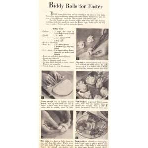 Print Ad 1949 Recipe Biddy Rolls for Easter Farm Journal  