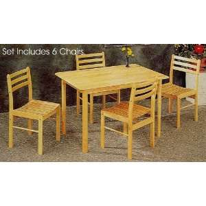   Solid Wood Dining Table & Three Slat Chairs Set Furniture & Decor