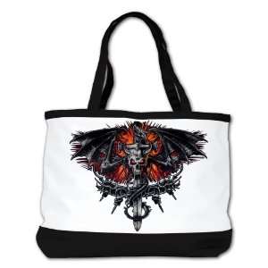 Shoulder Bag Purse (2 Sided) Black Dragon Sword with Skulls and Chains