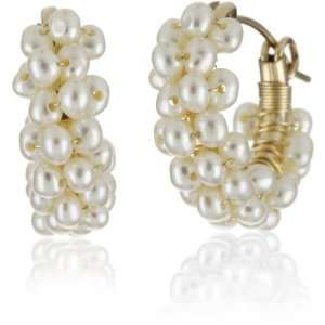 Viv&Ingrid Spiral 14k Gold Fill .75 White Pearl Hoop Earrings