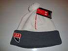 NWT Mens UNDER ARMOUR Off White COLDGEAR Beanie Gray Trim Red Logo L