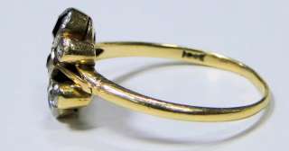 Georgian vintage antique 18 ct solid gold ring Diamond blue sapphire 