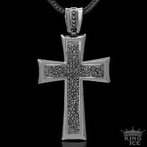   Black on Black Concave Center CZ Hip Hop Iron Cross Pendant Jewelry
