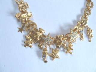 Kirks Folly Teddy Bear Crystal Charm Necklace   goldtone  