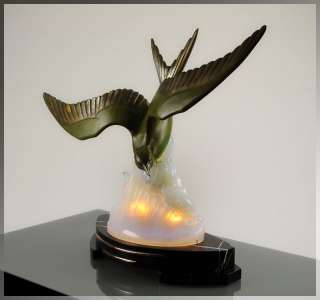 Huge 1920s French ART DECO Sea Gull SABINO Opalescent Glass LIGHT 