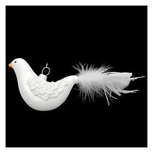  Bird White with Feather Tail Ornament