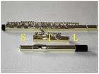 New 16 closed hole flute C key Gold lacquer Body with Silver plate 