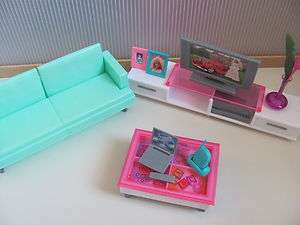 Barbie Size Dollhouse Furniture Family Room TV Sofa Couch New  