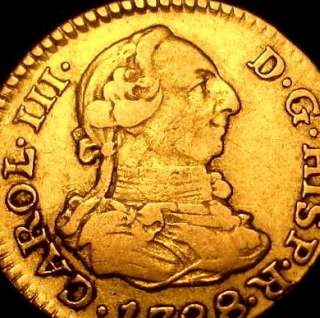 1788 PIRATE GOLD MADRID SPAIN KING CARLOS GOLD 1/2 ESCUDO COLONIAL 