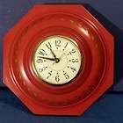 Vintage Sessions Wall Clock red w/flowers brass ring glass face cute 