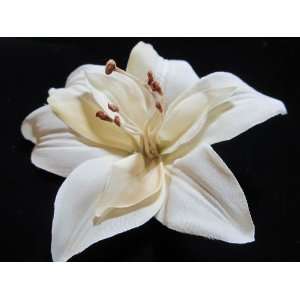  ~Ivory Double Lily Hair Flower Clip, Brand New 