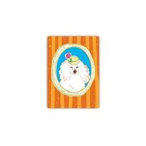  Paper Russells Greeting Card  5x7   White Poodle W. Hat 