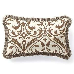  Outdoor Lumbar Pillow in Sunbrella Softly Elegant Brown with Fringe 