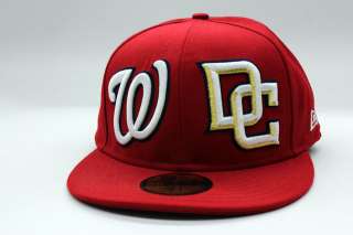   Nationals Red White Gold Double Whammy Custom MLB New Era Fitted Cap
