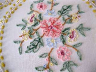 Vintage White Full BEDSPREAD w/ CHENILLE Flowers Fitted Top~21 Drop 