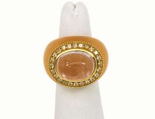 BEAUTIFUL UNIQUE 18K GOLD GEMS CARVED LADIES BAND RING  