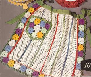 Vintage Crochet Dish Cloth Flowers Tea APRON Pattern  
